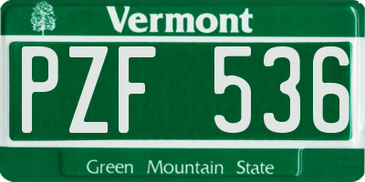 VT license plate PZF536