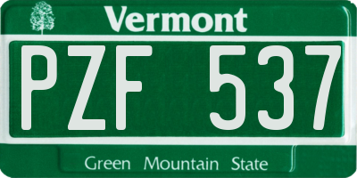 VT license plate PZF537