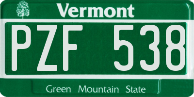 VT license plate PZF538