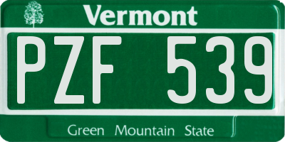 VT license plate PZF539