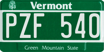 VT license plate PZF540