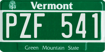 VT license plate PZF541