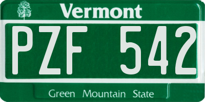 VT license plate PZF542