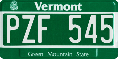 VT license plate PZF545
