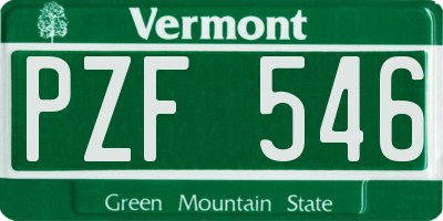 VT license plate PZF546