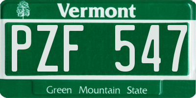 VT license plate PZF547