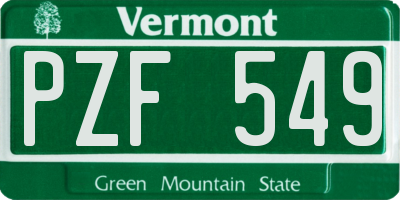 VT license plate PZF549