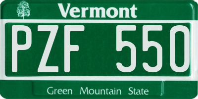VT license plate PZF550