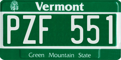 VT license plate PZF551
