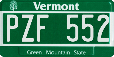 VT license plate PZF552