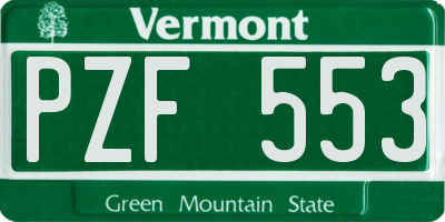 VT license plate PZF553