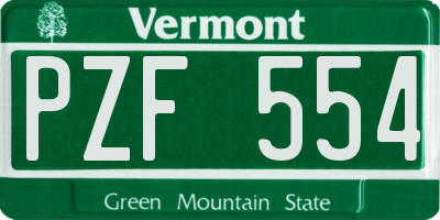 VT license plate PZF554