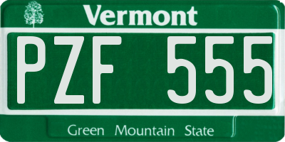 VT license plate PZF555
