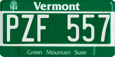VT license plate PZF557