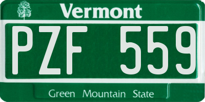 VT license plate PZF559