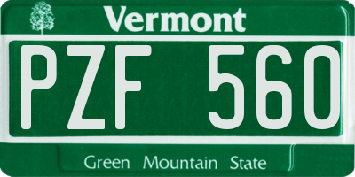 VT license plate PZF560