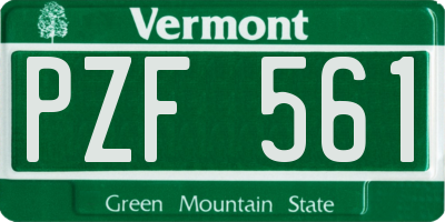 VT license plate PZF561
