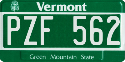 VT license plate PZF562