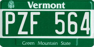VT license plate PZF564