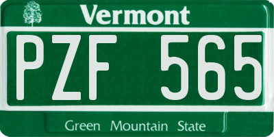 VT license plate PZF565
