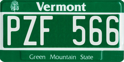 VT license plate PZF566