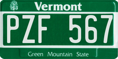 VT license plate PZF567