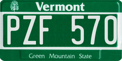 VT license plate PZF570