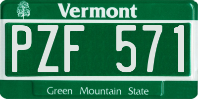 VT license plate PZF571