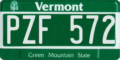 VT license plate PZF572