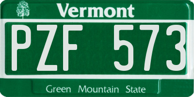 VT license plate PZF573