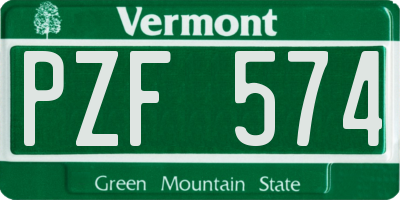 VT license plate PZF574