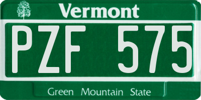 VT license plate PZF575