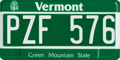 VT license plate PZF576