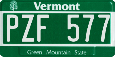 VT license plate PZF577
