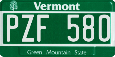 VT license plate PZF580