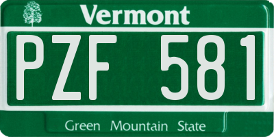 VT license plate PZF581