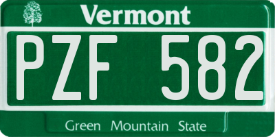 VT license plate PZF582