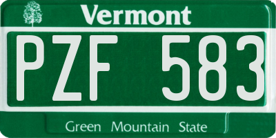 VT license plate PZF583