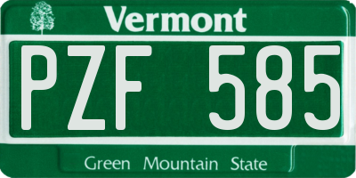 VT license plate PZF585