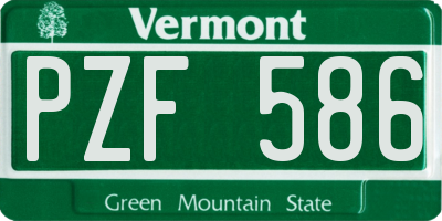 VT license plate PZF586
