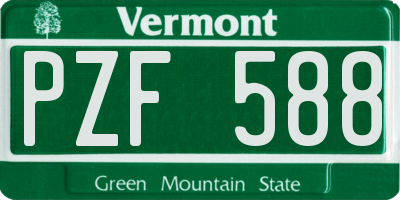 VT license plate PZF588