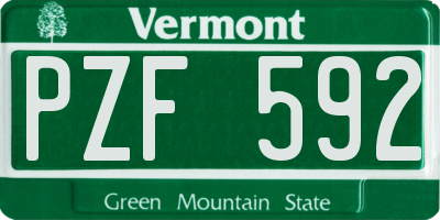 VT license plate PZF592