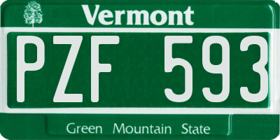 VT license plate PZF593