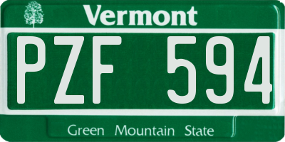 VT license plate PZF594
