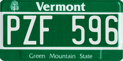 VT license plate PZF596