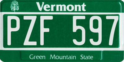 VT license plate PZF597