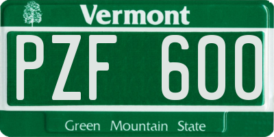 VT license plate PZF600