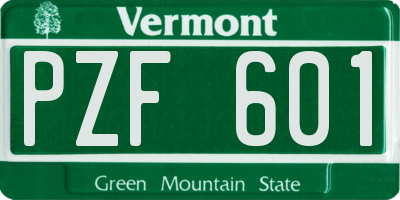 VT license plate PZF601