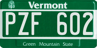 VT license plate PZF602