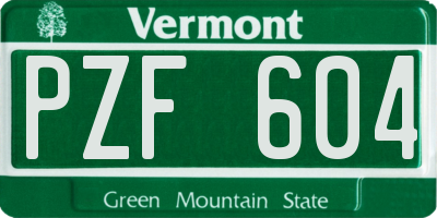 VT license plate PZF604